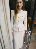 Cream Boucle Tailored Midi Dress