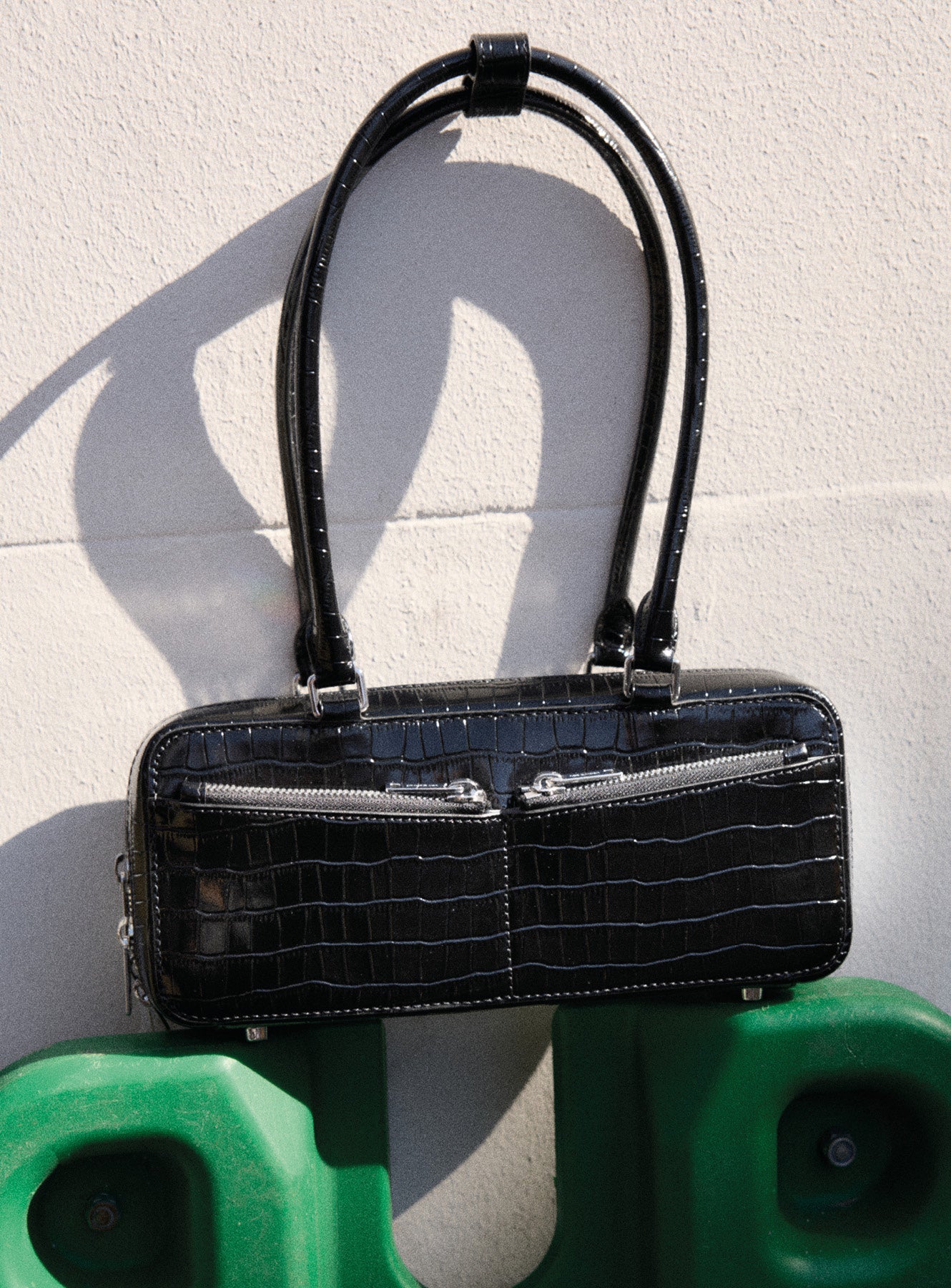 Black Croc Shoulder Bag