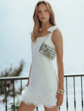 White Crepe 3D Flower Mini Dress