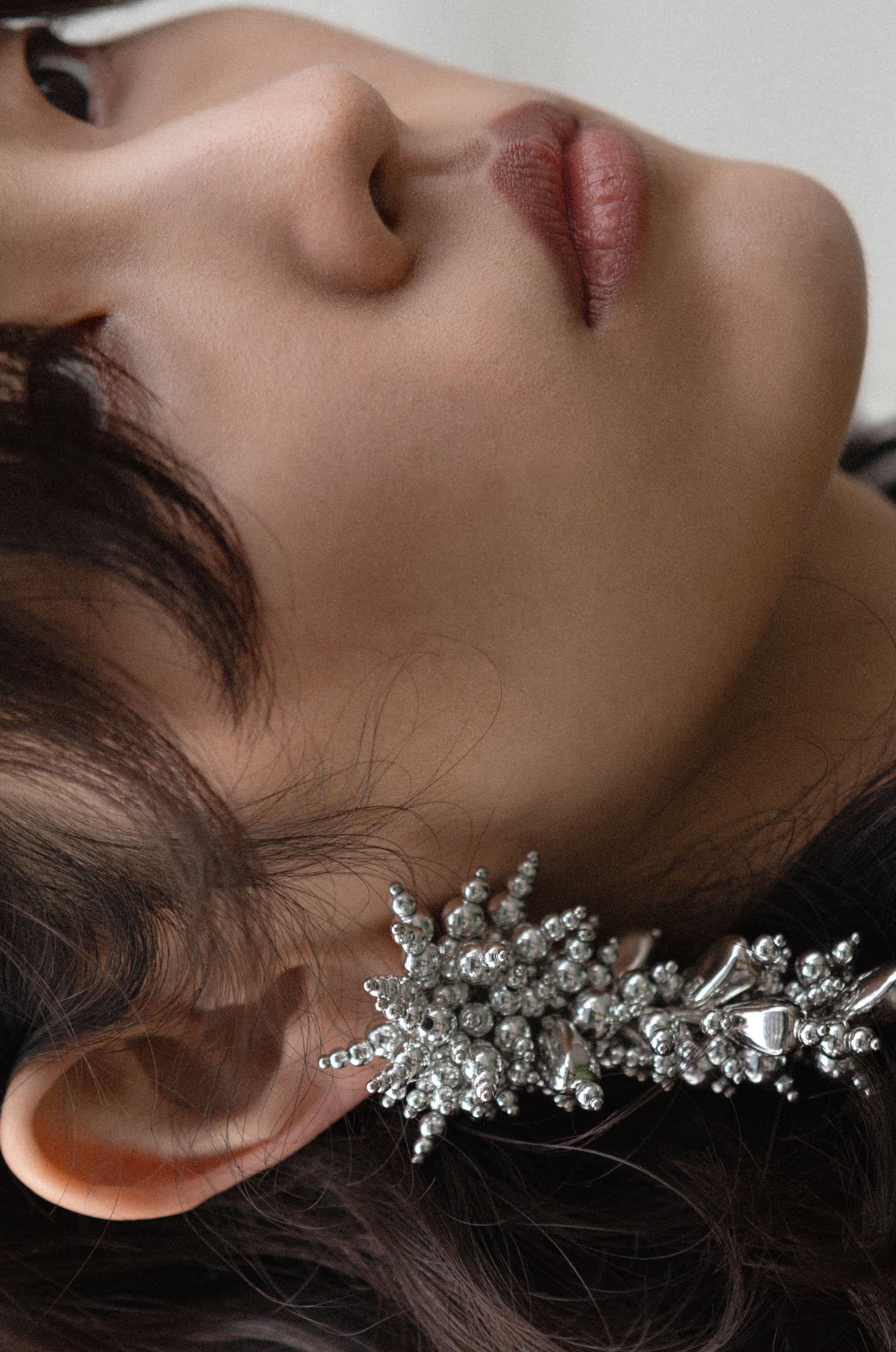 Silver Beaded Dangle Earring