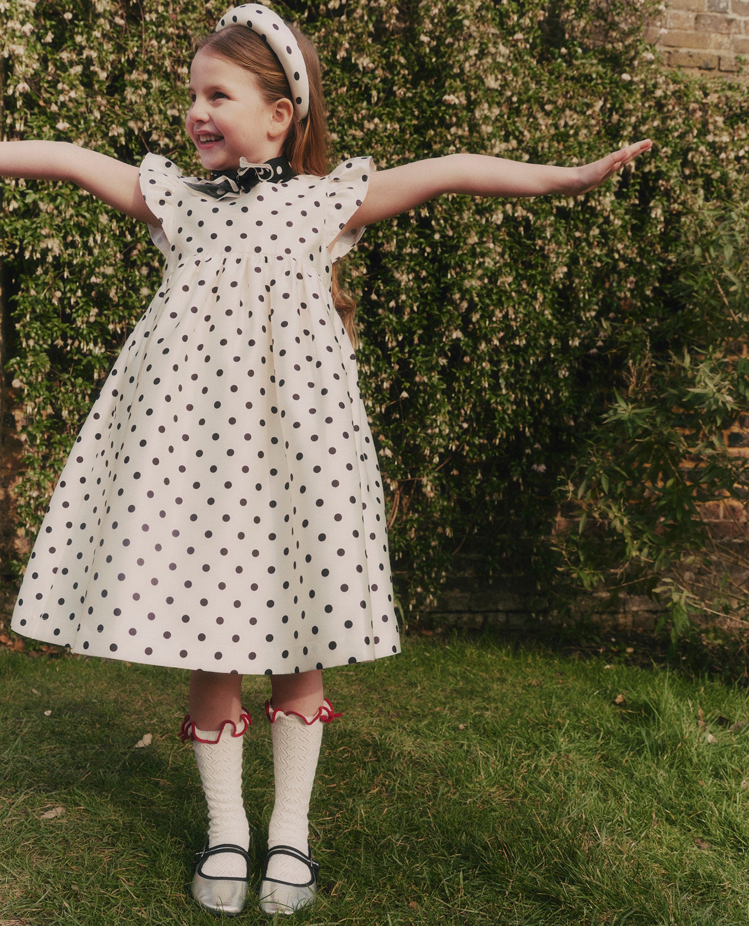 Cream Polka Dot Taffeta Dress