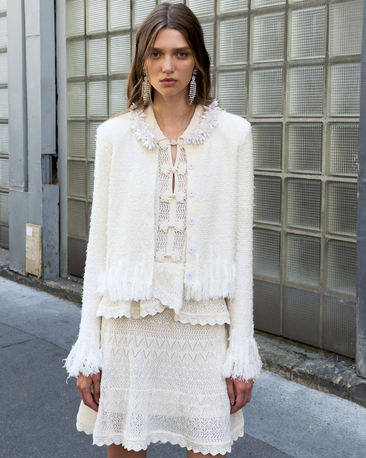 Cream Knit Peplum Mini Dress