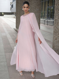 Pink Chiffon Cape Midi Dress