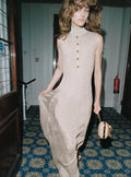 Gold Lurex Knit Maxi Dress