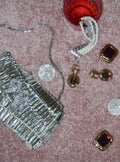 Silver Crystal Bow Mini Shoulder Bag