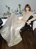 Gold Lurex Ribbed Knit Maxi Dress