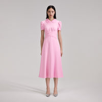 Pink Heavy Crepe Midi Dress