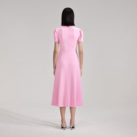 Pink Heavy Crepe Midi Dress