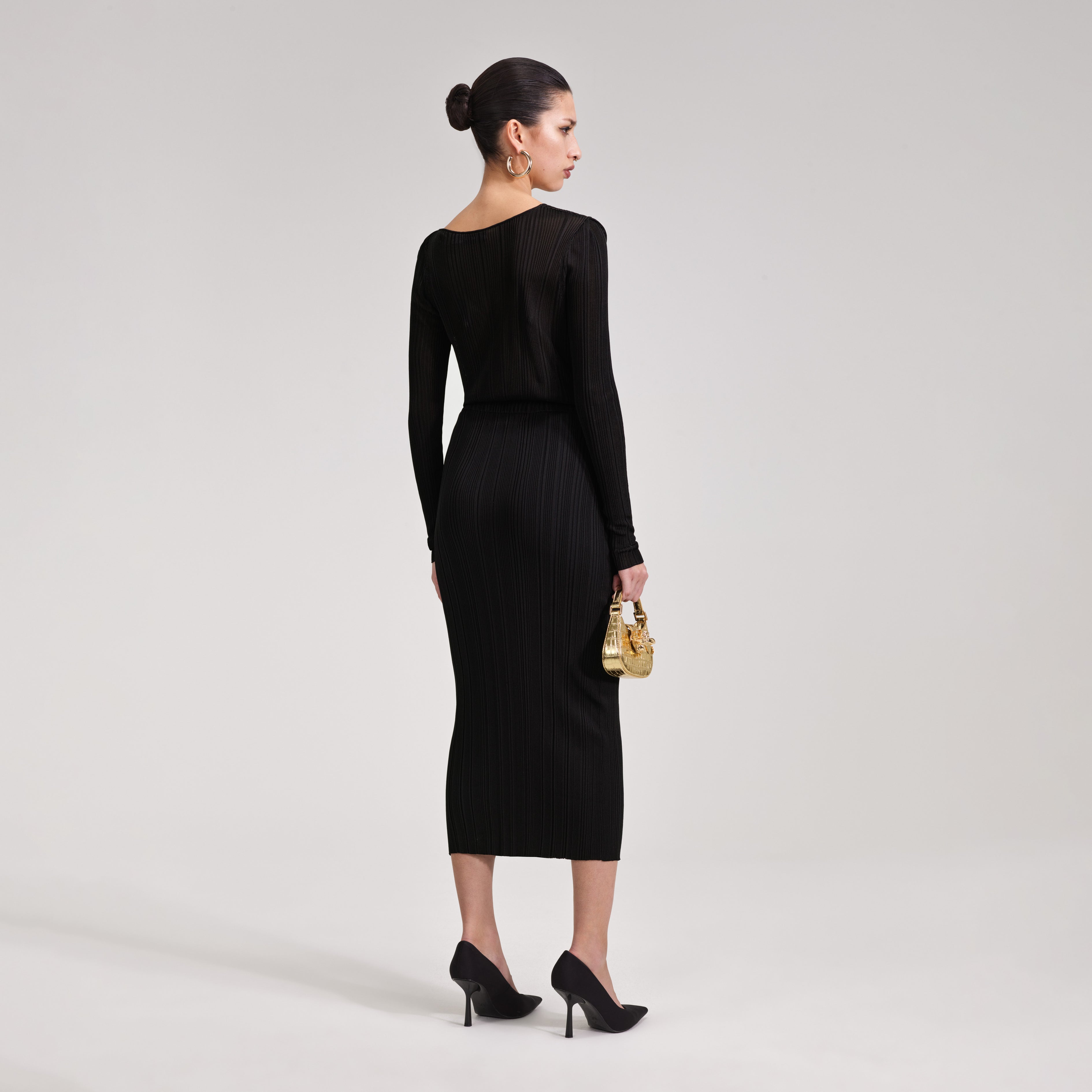 Black Knit Midi Dress