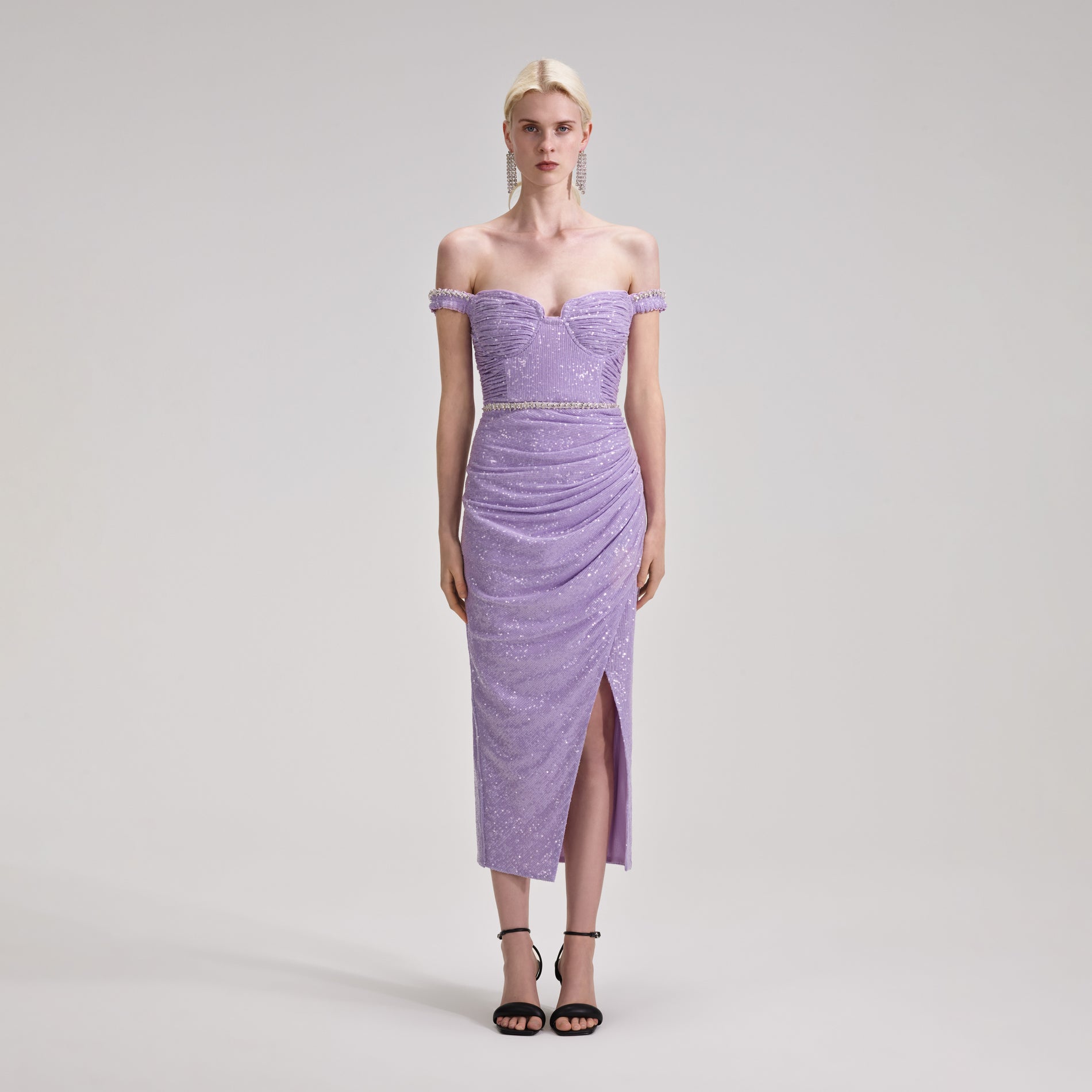 Lilac Sequin Mini Dress – self-portrait