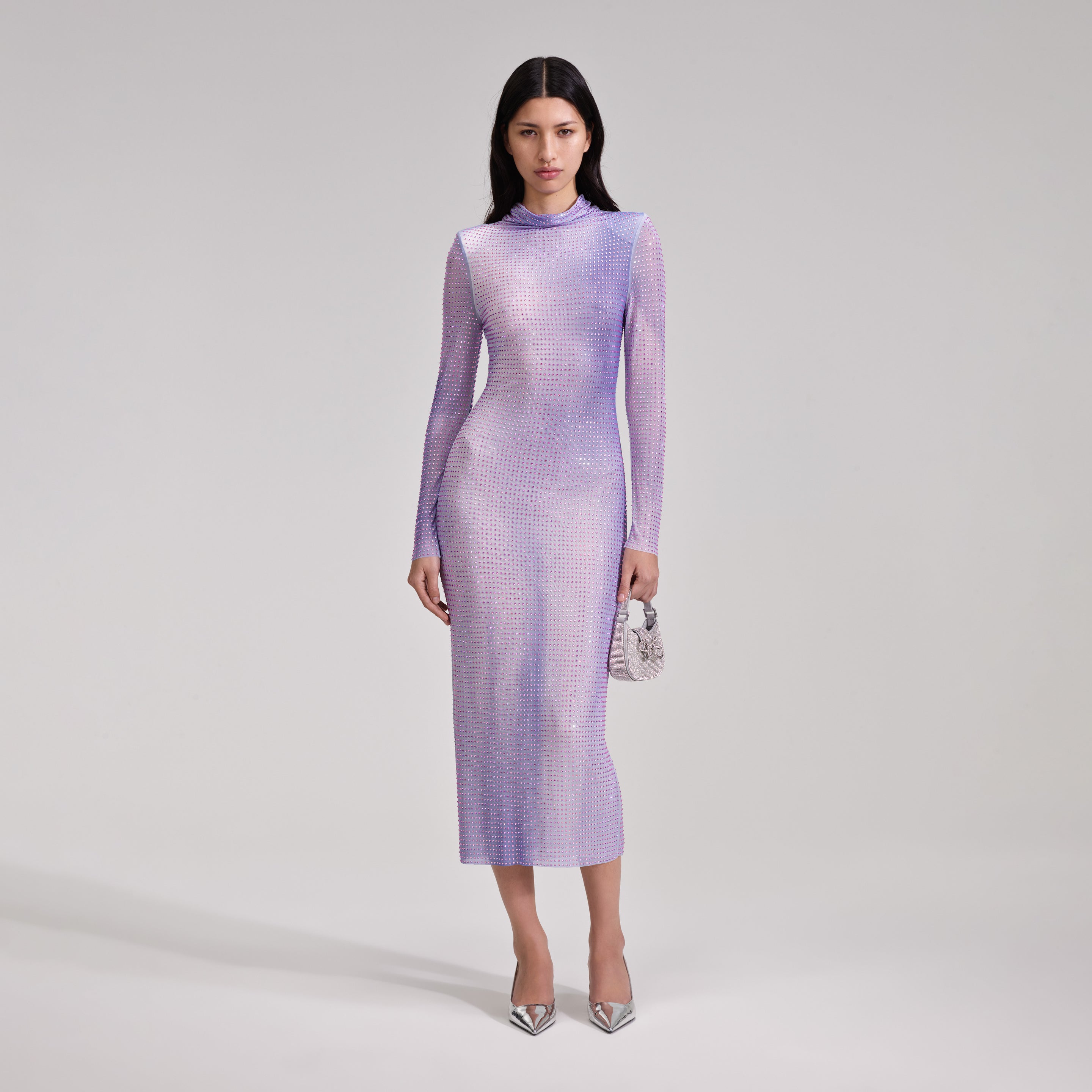 Contour Jersey Long Sleeve Crew Neck Midi Dress