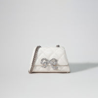 Cream Quilted Shoulder Mini Bow Bag