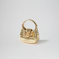 Gold Croc Crescent Bow Micro Bag