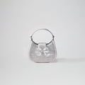 Silver Rhinestone Crescent Bow Micro Bag
