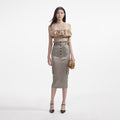 Beige Taffeta Bandeau Top