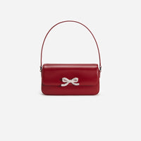 Burgundy Leather Baguette Bag