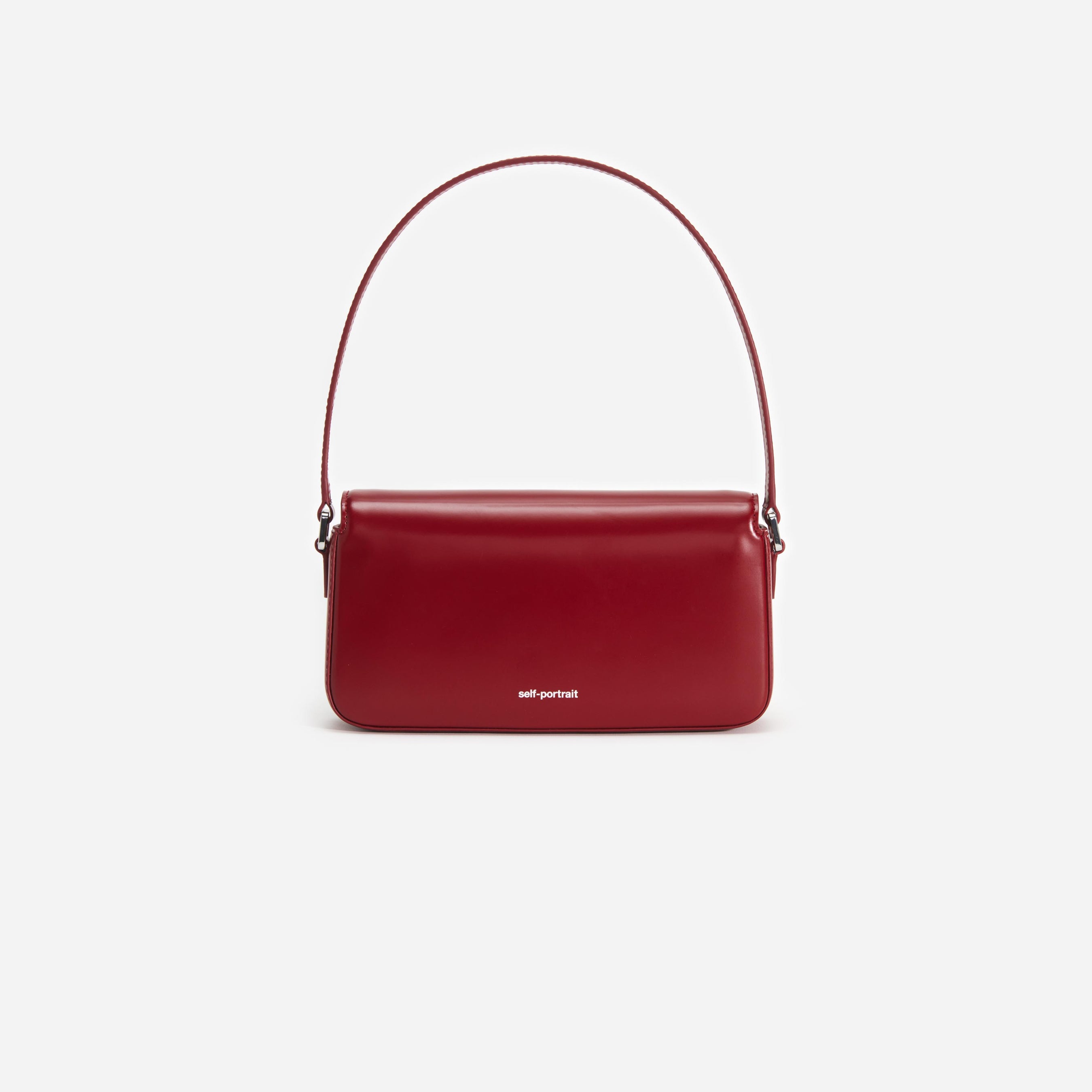 Burgundy Leather Baguette Bag