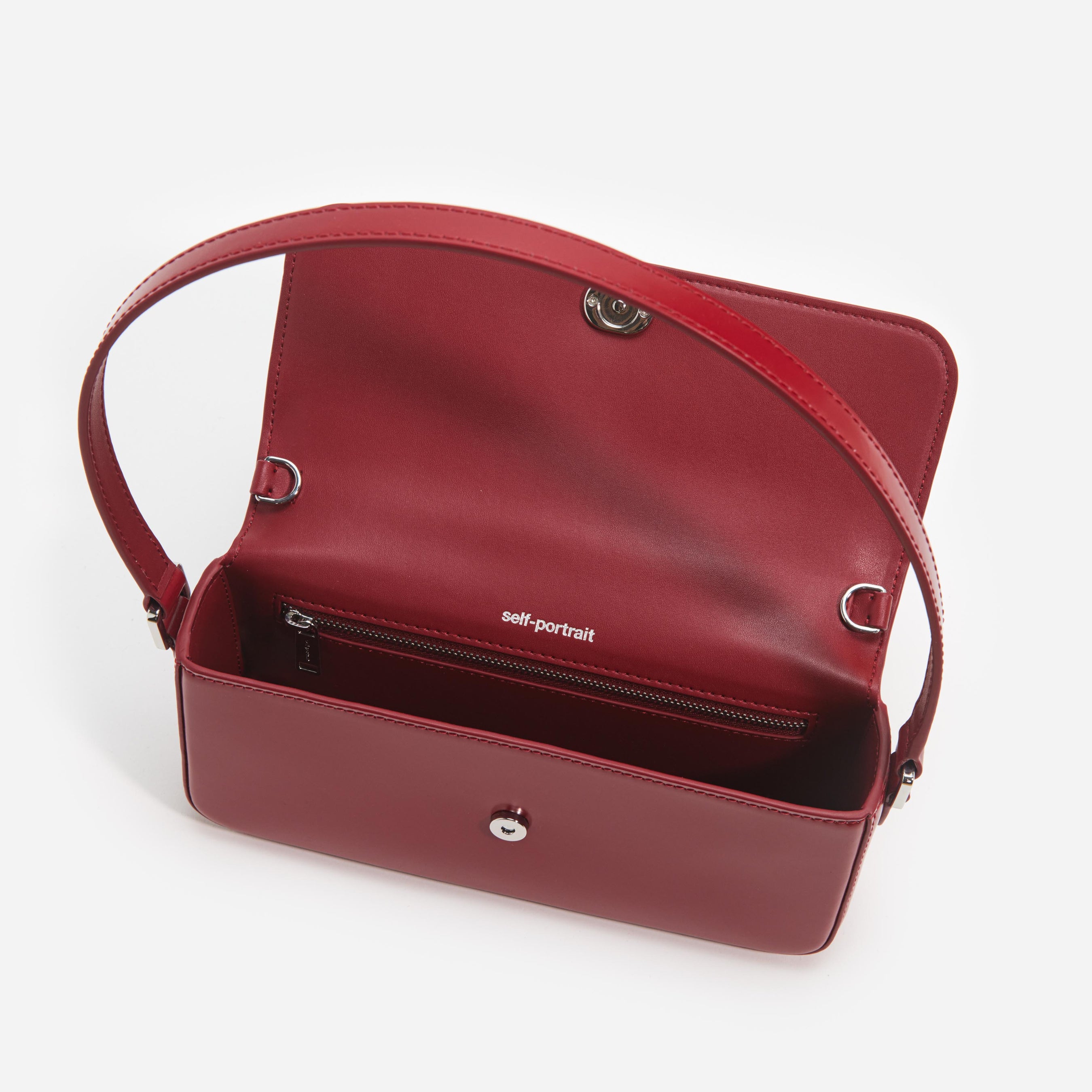 Burgundy Leather Baguette Bag