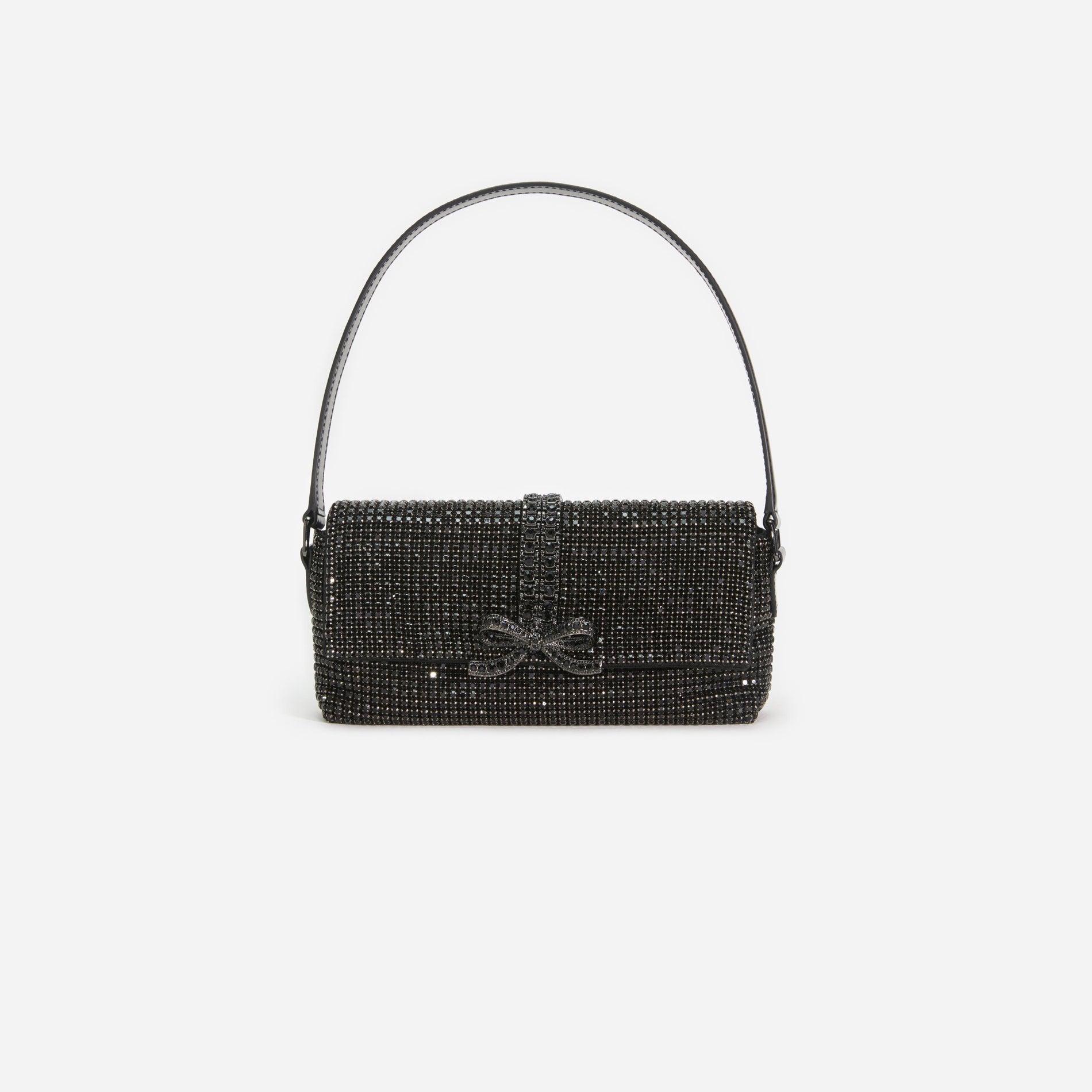 Black Rhinestone Chainmail Baguette Bag