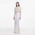 White Lace Cape Maxi Dress