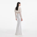 White Lace Cape Maxi Dress