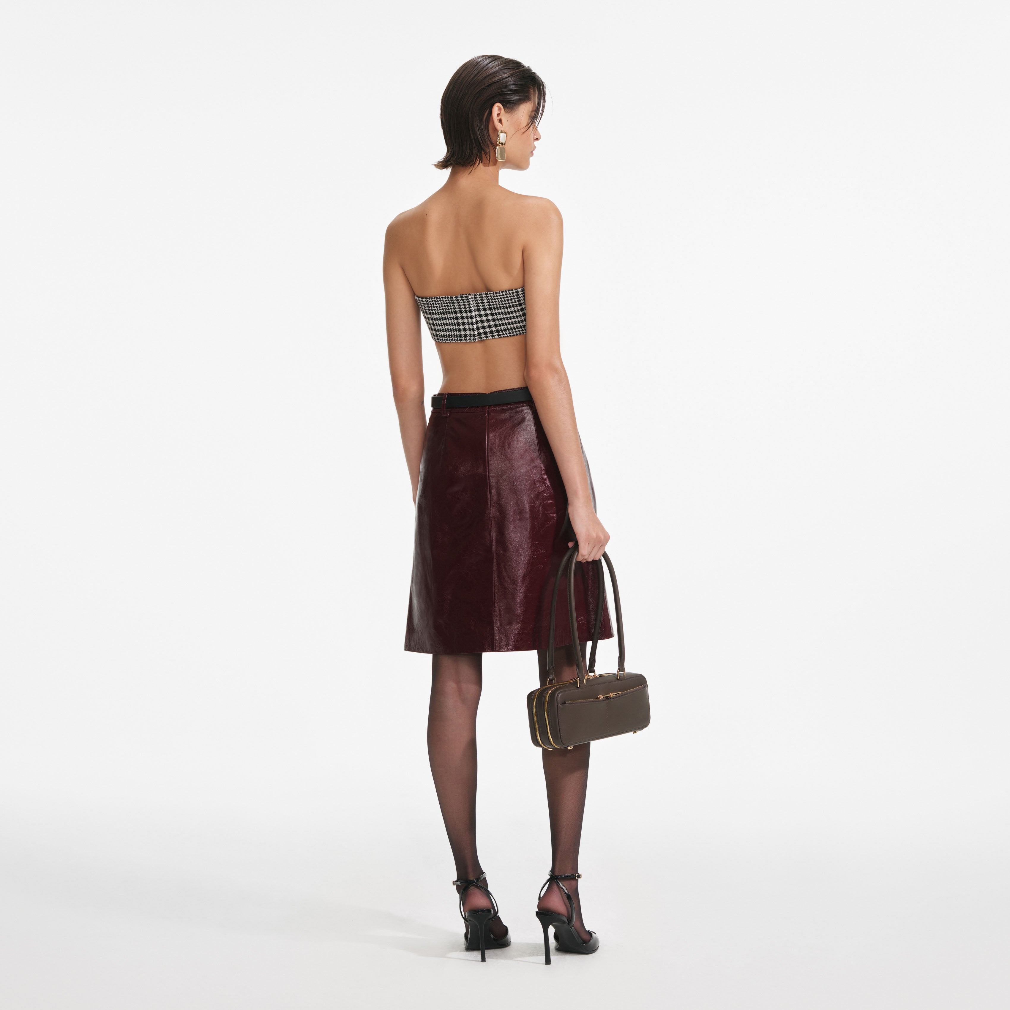 Burgundy Leather  Mini Skirt