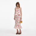 White Floral Plisse  Midi Skirt