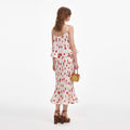 White Floral Plisse  Midi Skirt