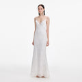 White Strappy Floral Lace Maxi Dress