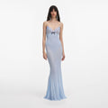 Blue Strappy Georgette Maxi Dress