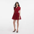 Burgundy Lace Collared Mini Dress
