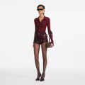 Burgundy Viscose Knit Bodysuit