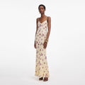 Yellow Floral Rhinestone Maxi Dress