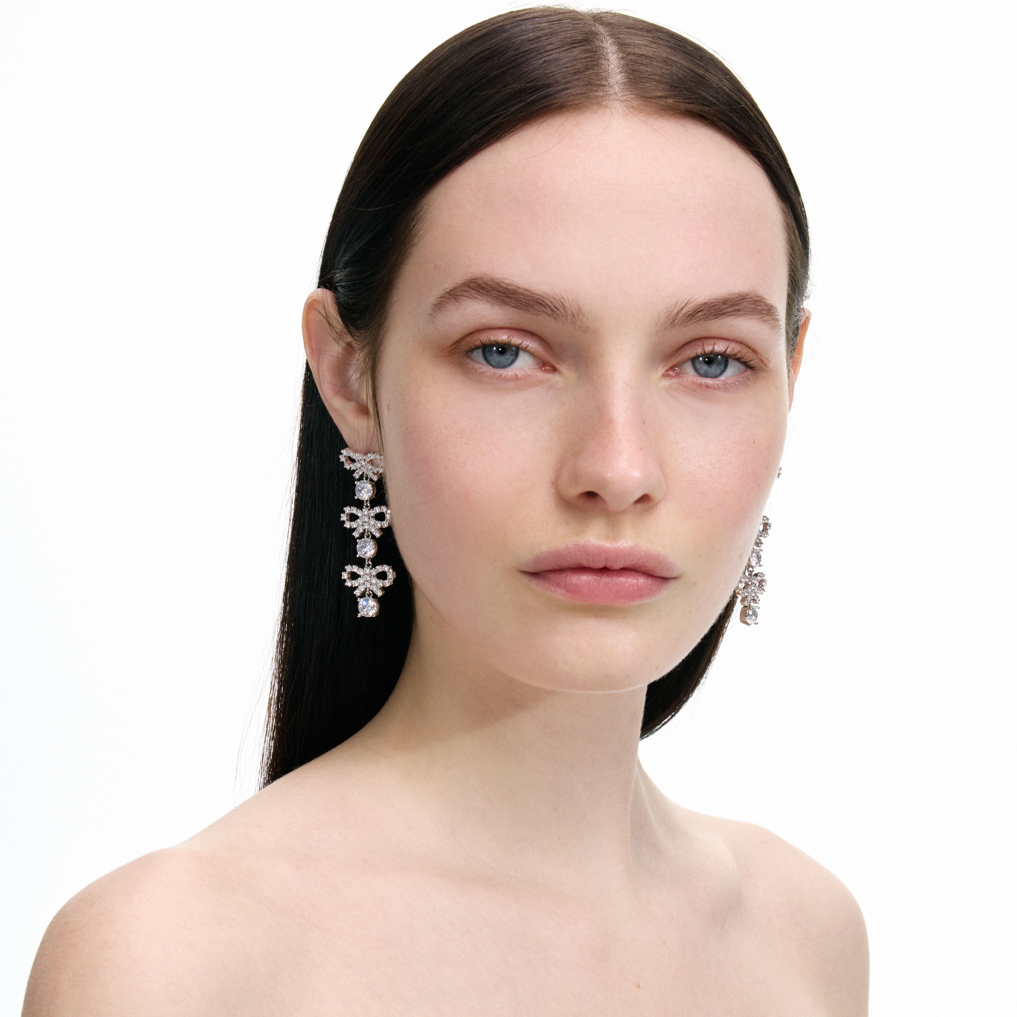 Micro Bow Crystal Tiered Earrings