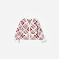 Burgundy Check Cardigan