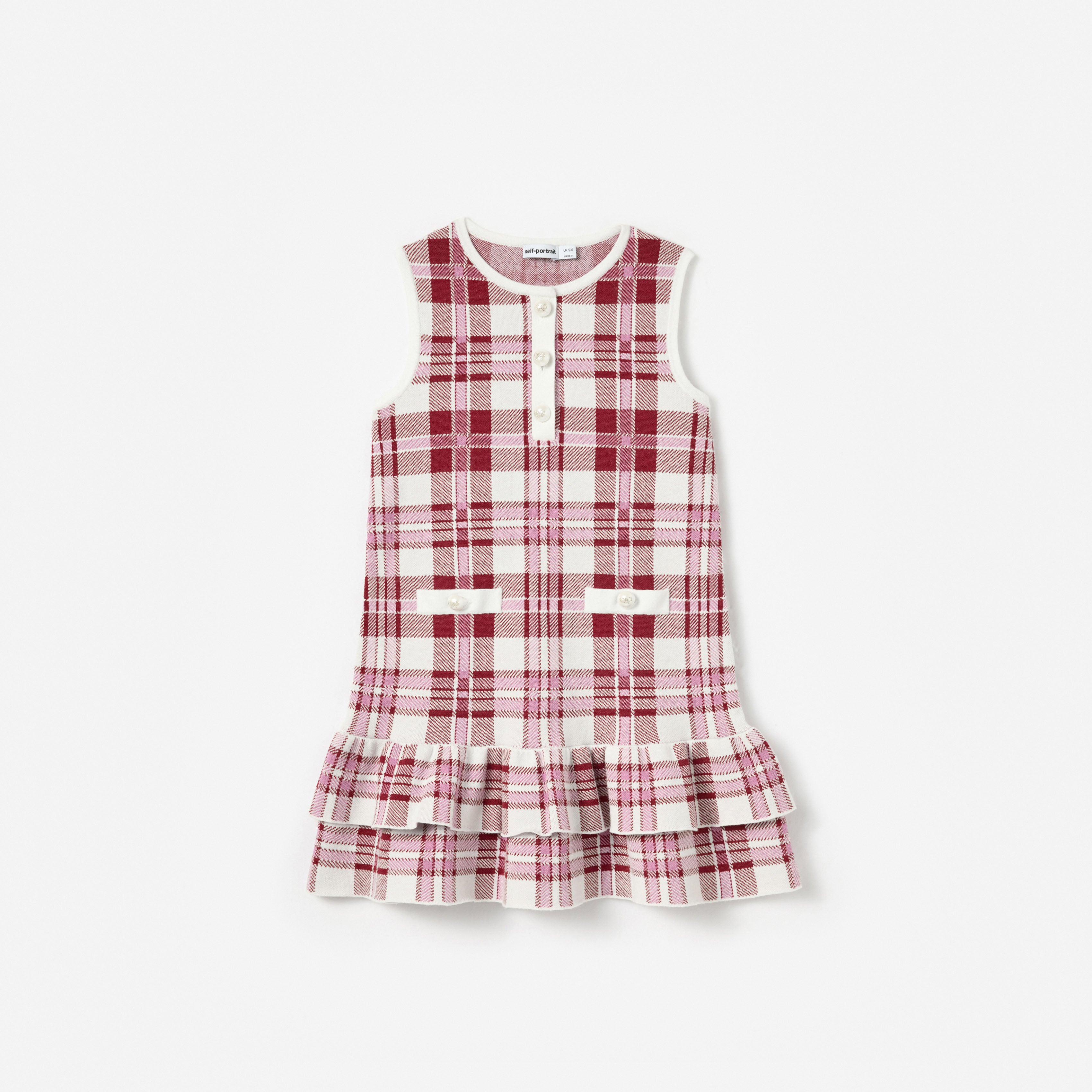 Burgundy Check Knit Dress