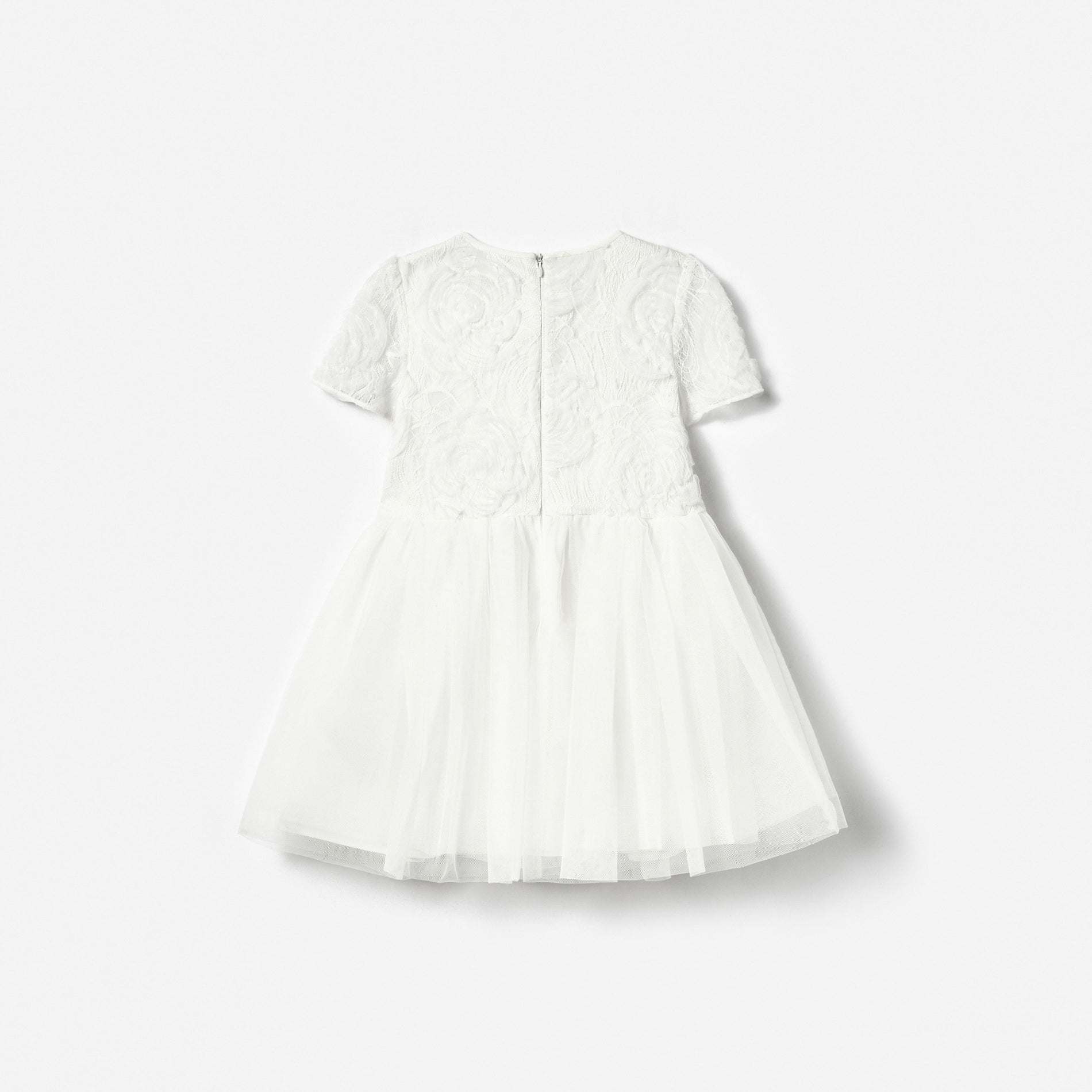 White Lace Bow Detail Dress