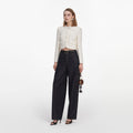 Cream Boucle Lace Collar Jacket