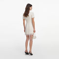 Cream Boucle Lace Trim Tailored Mini Dress