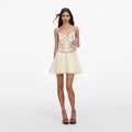 Yellow Satin Lace Mini Dress