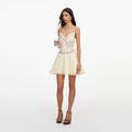 Yellow Satin Lace Mini Dress