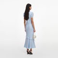 Blue Viscose Lace Midi Dress