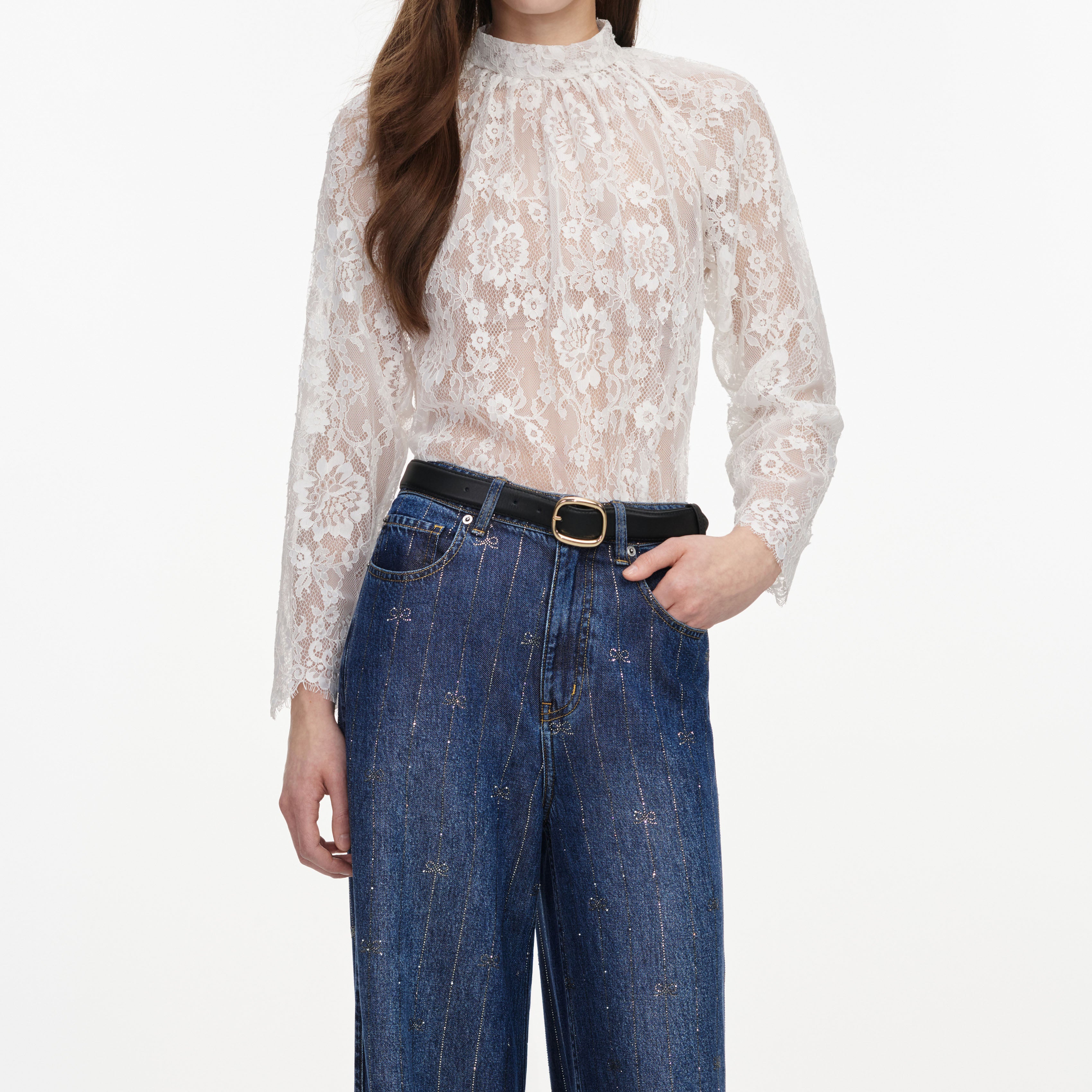 Rhinestone Stripe Denim Jeans