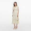Yellow Chiffon Tiered Midi Dress