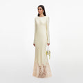 Yellow Viscose Lace Maxi Dress