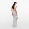White Ruffle Knit Maxi Dress