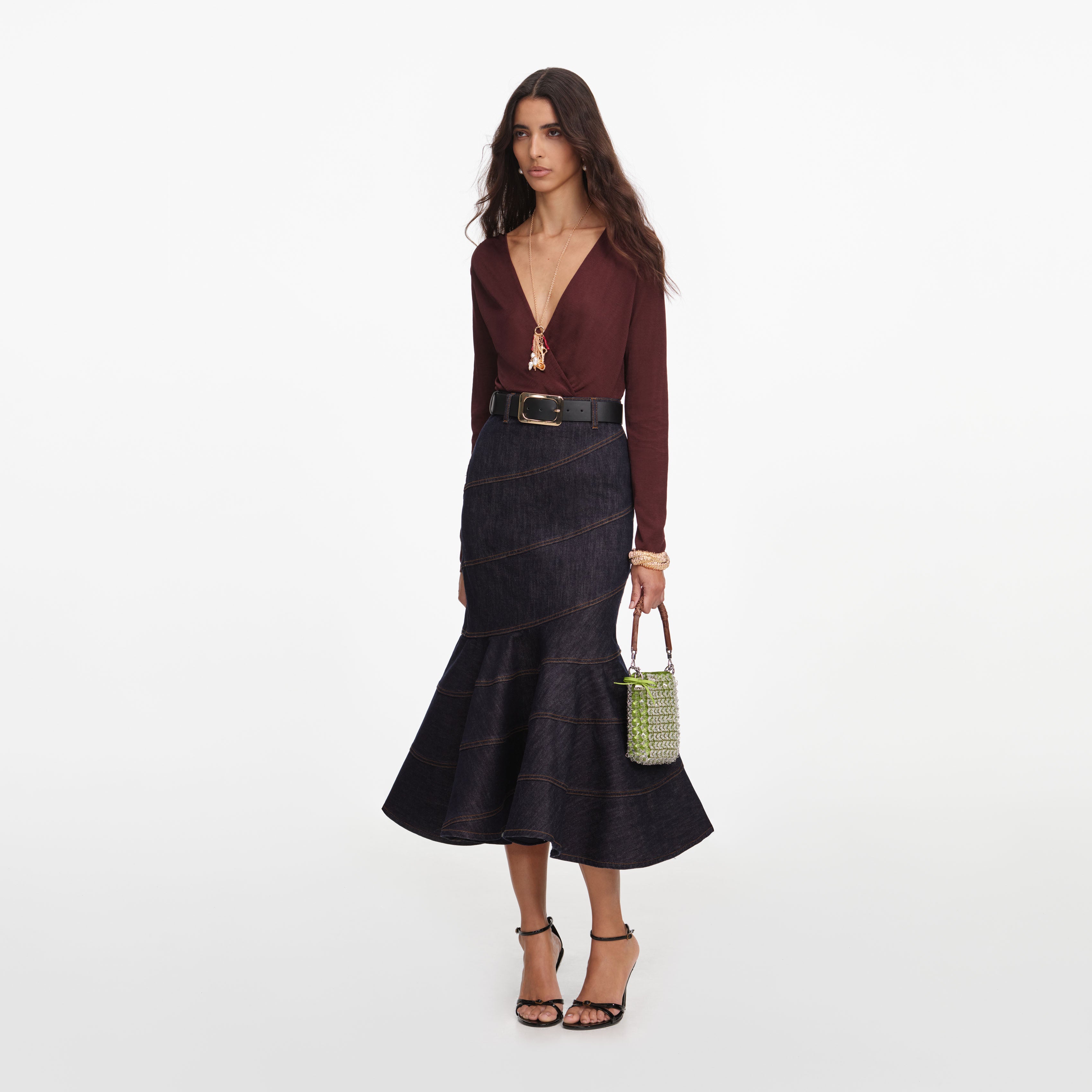Brown Viscose Knit Bodysuit