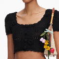Black Crochet Knit Crop Top