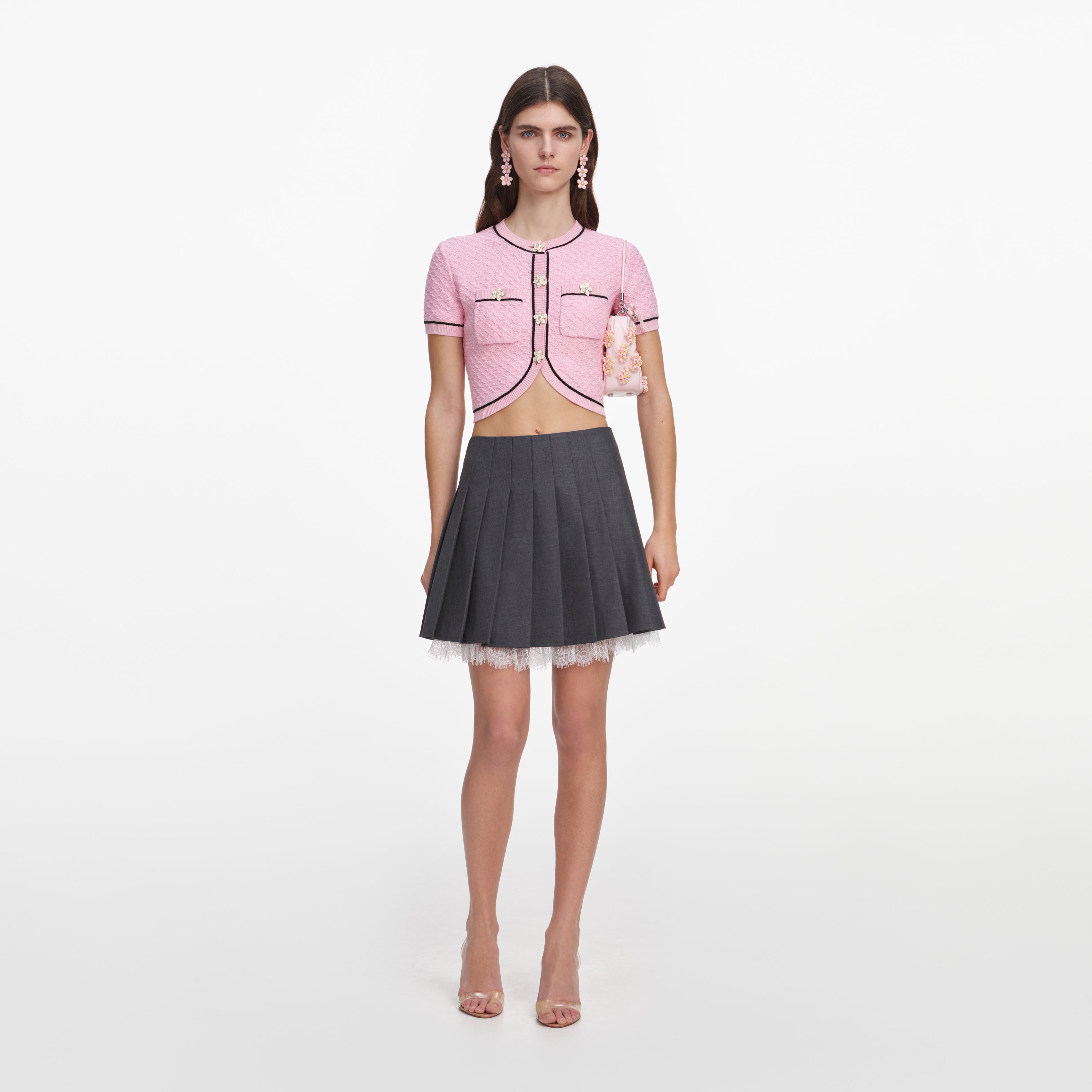 Pink Flower Knit Top