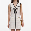 White Pointelle Knit Mini Dress